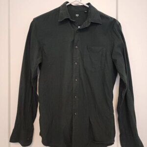 Uniqlo Flannel Long-Sleeve Shirt (Dark Green) in XS